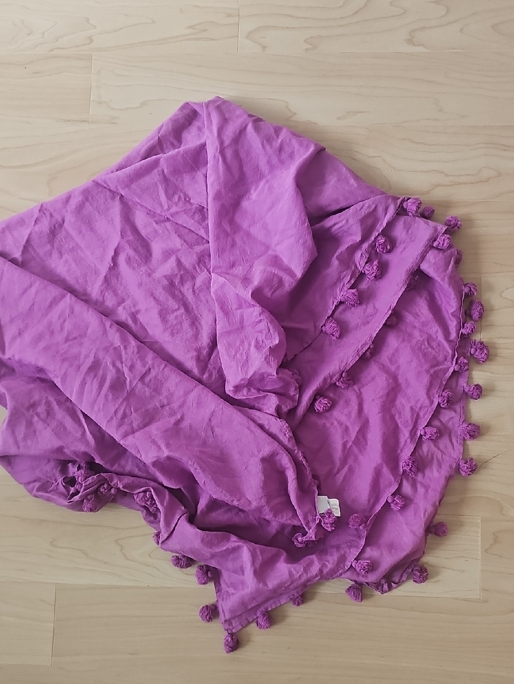 Purple Tassel-Trim Lightweight Scarf Shawl